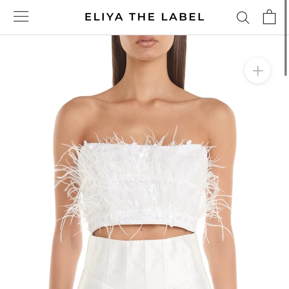 Eliya the Label Heather Top. Size Small. White feather party top.